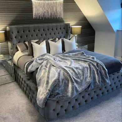 Myrah Wingback Parklane Bed - Grey
