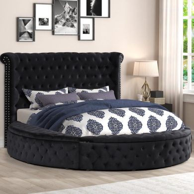Gerbera Black Velvet Rincon Round Bed