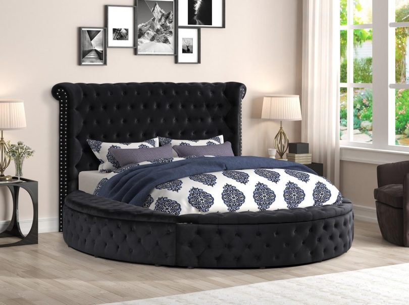 Gerbera Black Velvet Rincon Round Bed