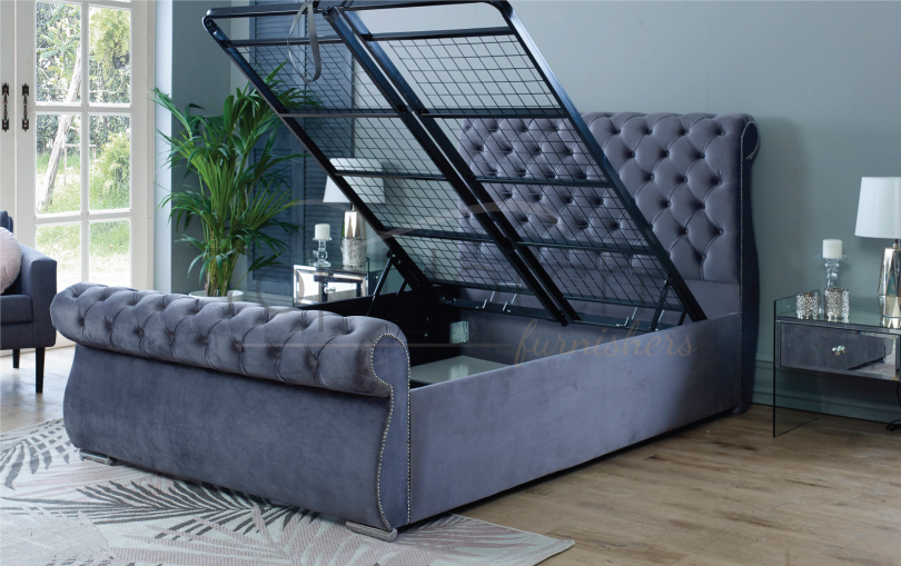 Sworn Sleigh Bed with Gas Lift Storage