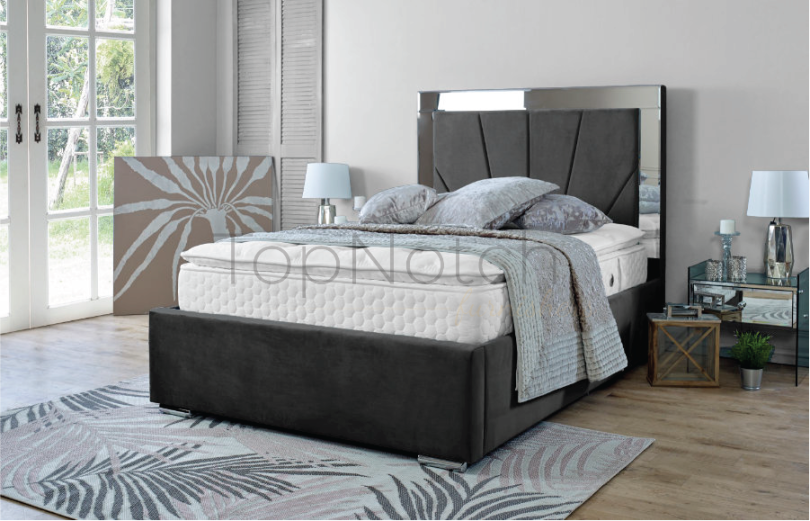 Black Nova mirror bed Topnotchfurnishers.co.uk