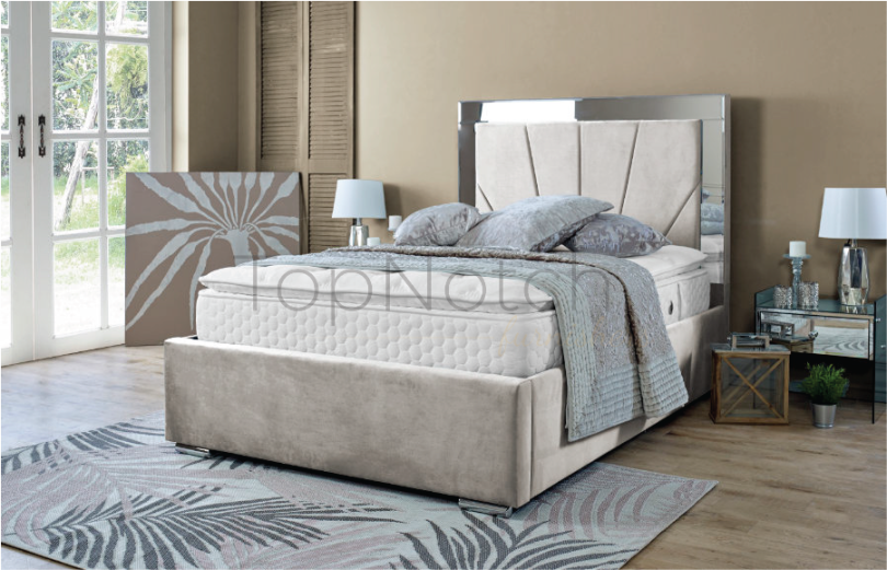Double size Cream Nova mirror bed Topnotchfurnishers.co.uk