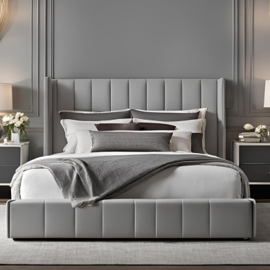 Sereno Bed - Winged Bed with Ottoman Storage