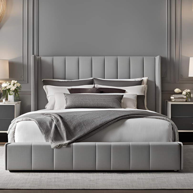 Sereno Bed - Winged Bed with Ottoman Storage